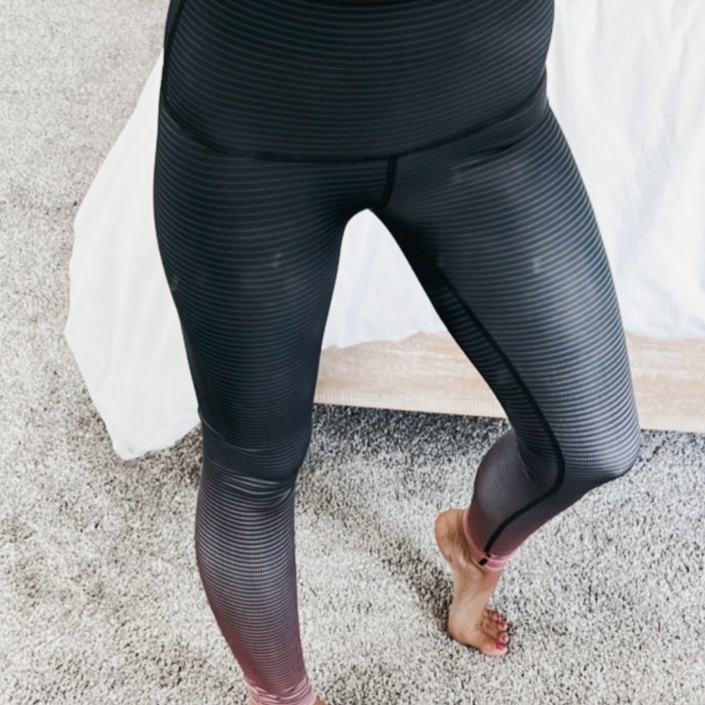 LullulemoBlack and Pink Gradient Women's Leggings